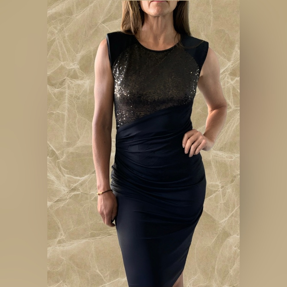 NWT Anne Klein Sequin Classic Black Dress